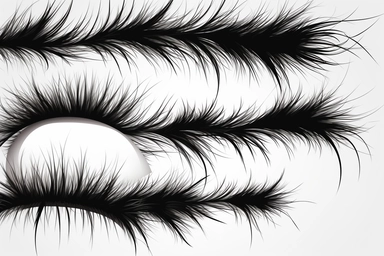real eyelashes on a white background in silhouette style white background, fake eyelashes svg clipart, negative space + Sharp + realistic, photo realistic, cinematic, symmetrical, high detail,