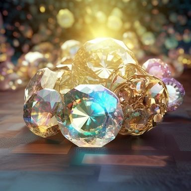 Generate a clipart toned down lens flare lighting luxury festive big glass snow covered fruits snowflake frozen winter crystal leaves fruits holographic iridescent prism plastic glitter roughly golden bokeh colorfull blurred abstract sparkle shiny aesthetic. truly timeless elegance premium luxury AAA+ opal adularescence incorporating precious gemstone gold druzy treasure delightful expensive big very clearly baroque pearl luster organic forms gold plated fresh water pearls ornate seamless patter