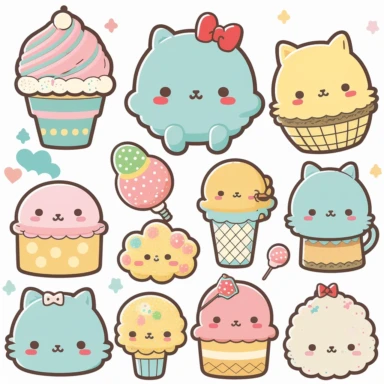 cute Sanrio style images clear background png clipart set of icons super cute