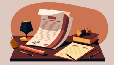 legal paperwork on table, vector design, flat modern illustration, clipart, 2D,