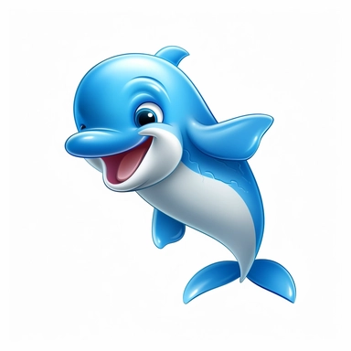 cute daulphin character swimming, swimming away, side, side profile, left profile, right profile, back, profile, vector, png, clipart, 3D, poster art, white background,