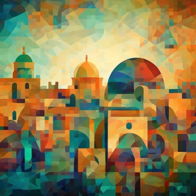 Dome of the Rock Jerusalem with background, Cubism Abstract clipart