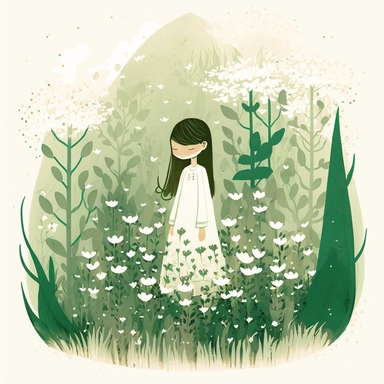 in the style of Ryo Takemasa, xuan loc xuan, Lisa Audit, Anastasia Suvorova, Jon Klassen, greg tocchini, separated isolated single of dreamy secret forest in of lily the valley, dreamcore, white background, fantasy, magical, cute, white background, cozy, vector, clipart, elaborate, ultra-detailed, best quality, well composed, vibrant colors, high definition