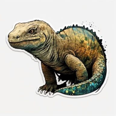 komodo dragon, watercolor, clipart, 2d, vector, sticker, cartoon, cute, themed, hd, 8k, 200 dpi
