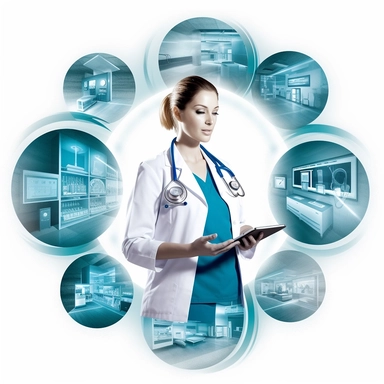 Design 40 individual circular 3D high-definition images for a Medical office specializing in internal medicine. Place related nurse and doctor related clipart inside each circular image.The art inside the images should embody the healthcare industry,e,l doctors and nueses concept and have a simple, elegant style. Use abstract images, to represent the medical field concept. Opt for a minimalist color scheme with shades of blue, green, gray, or burnt orange, conveying a professional and reliable m