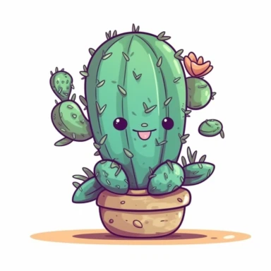 Mexican cactus, clipart design, super cute, isolated white background, high quality, 2d, vector, flat