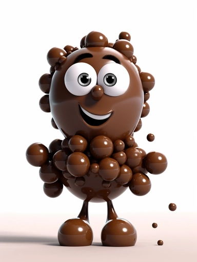 funny painted cartoon character made from chocolate bubbles clip art white background