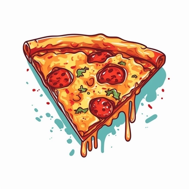 slice of pizza clip art, isolated on a white background, vector