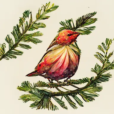 Cardinal bird, vintage lantern, winter greenery. Christmas clipart. Watercolor illustration. Pine fir branches, Holly berry, gold apple, coin. Floral bouquet. Holiday decor for print, card making