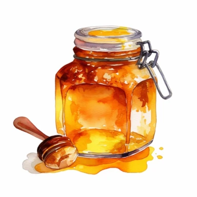 Honey jar watercolor clipart white background