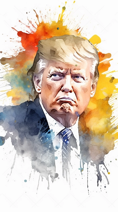 watercolour Donald Trump clipart, hd, isolated on white background, png, vector