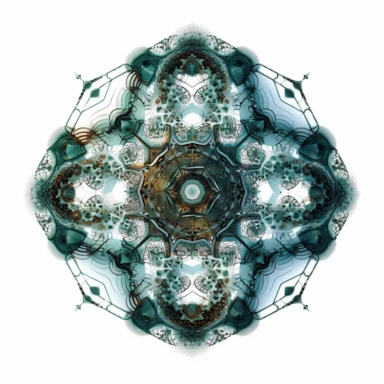 optical illusion of Spiraling fractal vortex of molecules, stylized disney cyberpunk 2077, style of the an illustrated celtic medieval manuscript on a white background, Molecule hexagon, goblin gremlin clipart - - niji