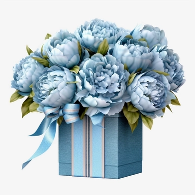 Watercolour realistic pastel blue peonies in flower bouquet box with delicate ribbon bow wrapped around it intricately realistically detailed pastel blue peonies, PNG image,transparent background ,ultra highly detailed, 18k, sharp focus, bright photo with vibrant colours, digitally enhanced,photographic, enhanced graphics, png format, straight, sharp focus, bright lighting, intricate detailed png image ,high definition,300dpi,graphic clipart,computer graphics