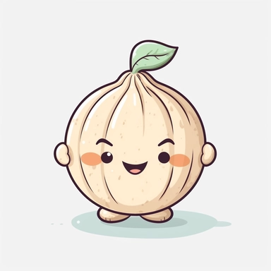 cute Garlic, happy and smiling, bold line, clipart, sticker, white background, no shadow, 8k detail