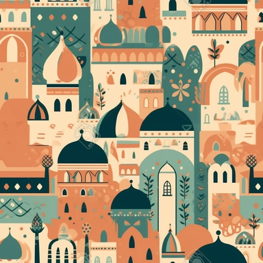 minimalist cute clipart architecture arabic