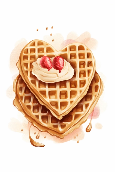 a heart-shaped viennese waffle that is perfect for special occasions. for valentines day, holidays, romantic situations, notebooks, notepads, posters.. clip art, scrapbook, clip art, painting, postcard, valentine, beige, print, romantic, poster, party, piece, arrangement, sweetheart, happy birthday