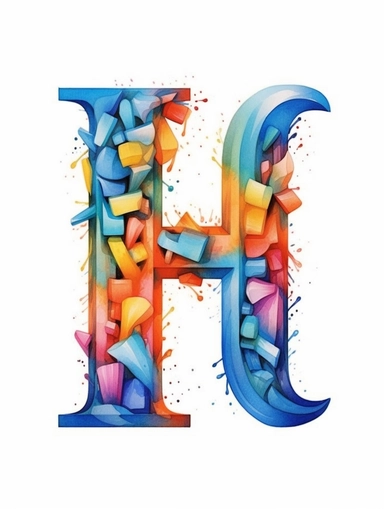 The capital letter H:in the Artistic style, clipart for nursery, vibrant colors,Vector, white background,Solid Background, Sharpness and clarity,masterpiece, trending on Artstation and Dribbble.