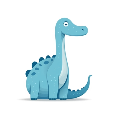 Brachiosaurus, blue, cartoon, bold graphic illustrations, clipart, flat design, no character, white background