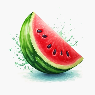watermelon clip art white background no watermark, signature, noise, grain, text, title, font, hail,