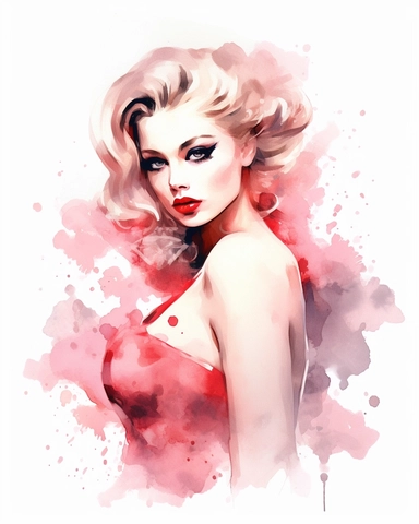 watercolour casino pin up pretty lady hd clipart white background