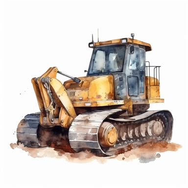 Construction Vehicle clipart on a white background, watercolor