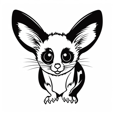 happy Sugar Glider pet SVG, black with white background SVG Dxf EPS Png Cdr Ai Pdf Vector Art Clipart instant download Digital Cut Print File Cricut Silhouette