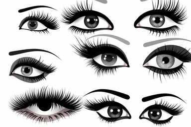 real eye lashes on a white background in silhouette style white background, fake eyelashes svg clipart, negative space + Sharp + realistic, photo realistic, cinematic, symmetrical, high detail,