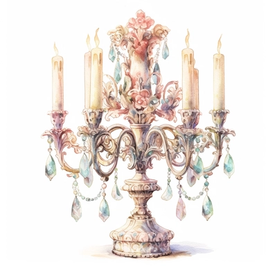 Watercolor detailed intricate princess candelabra in soft colors with diamonds clipart - <@1098423716465102849> (fast) - Image #4 <@1098423716465102849>