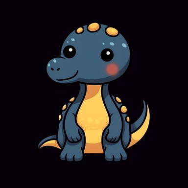 cute cartoon brontosaurus dinosaur clipart, black background,--no cut off edges