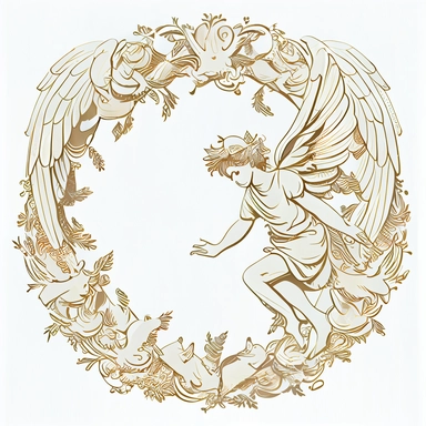 circular angelic wreath, SVG, PNG, EPS. Cricut. svg clipart. Silhouette svg cut file, full shot, centered, white background. blank background