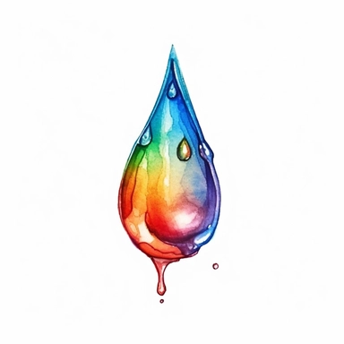 watercolor colorful clipart of a glistening dew drop, hd, on white background