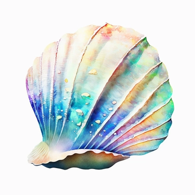 watercolor Colorful Atlantic moonshell seashell , cute clipart