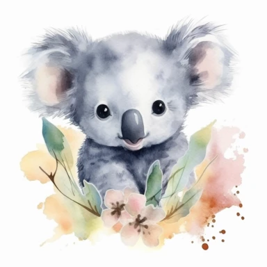 Clipart baby koala bear, watercolor