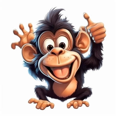 Cute Happy Face Beautiful Funny Monkey Full body Sublimation Clipart,Cartoon,hyper realistic, intricate detail, illustration style,high solution,on the white background