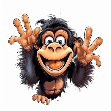 Cute Happy Face Beautiful Funny Monkey Full body Sublimation Clipart,Cartoon,hyper realistic, intricate detail, illustration style,high solution,on the white background