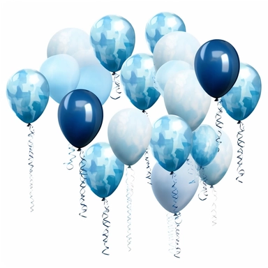 clipart bundle of different shades of blue balloons, white background