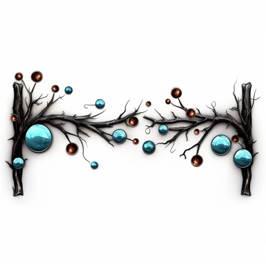 clipart imaginative header bar made of square-cut gemstones and black vines