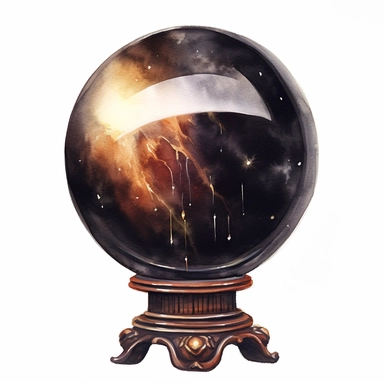 hyperrealistic high detailed dark academia fall fortune teller ball, acryl watercolor clipart, white background