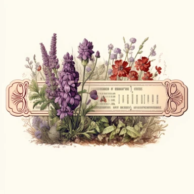 a clipart of a ticket with french lavender on it, vintage style