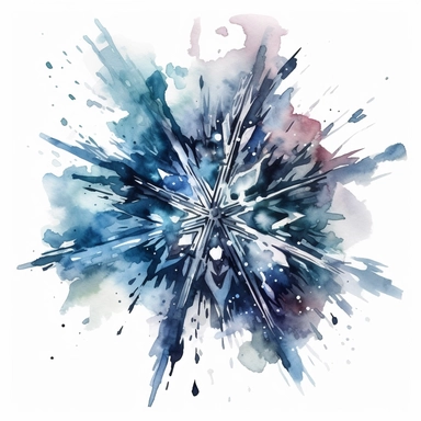 HIGHLY DETAILED HIGHLY INTRACATE WATERCOLOR CLIPART ILLUSTRATION OF A SINGLE BEAUTIFUL SNOWFLAKE DO NOT MAKE A SATURATED IMAGE
