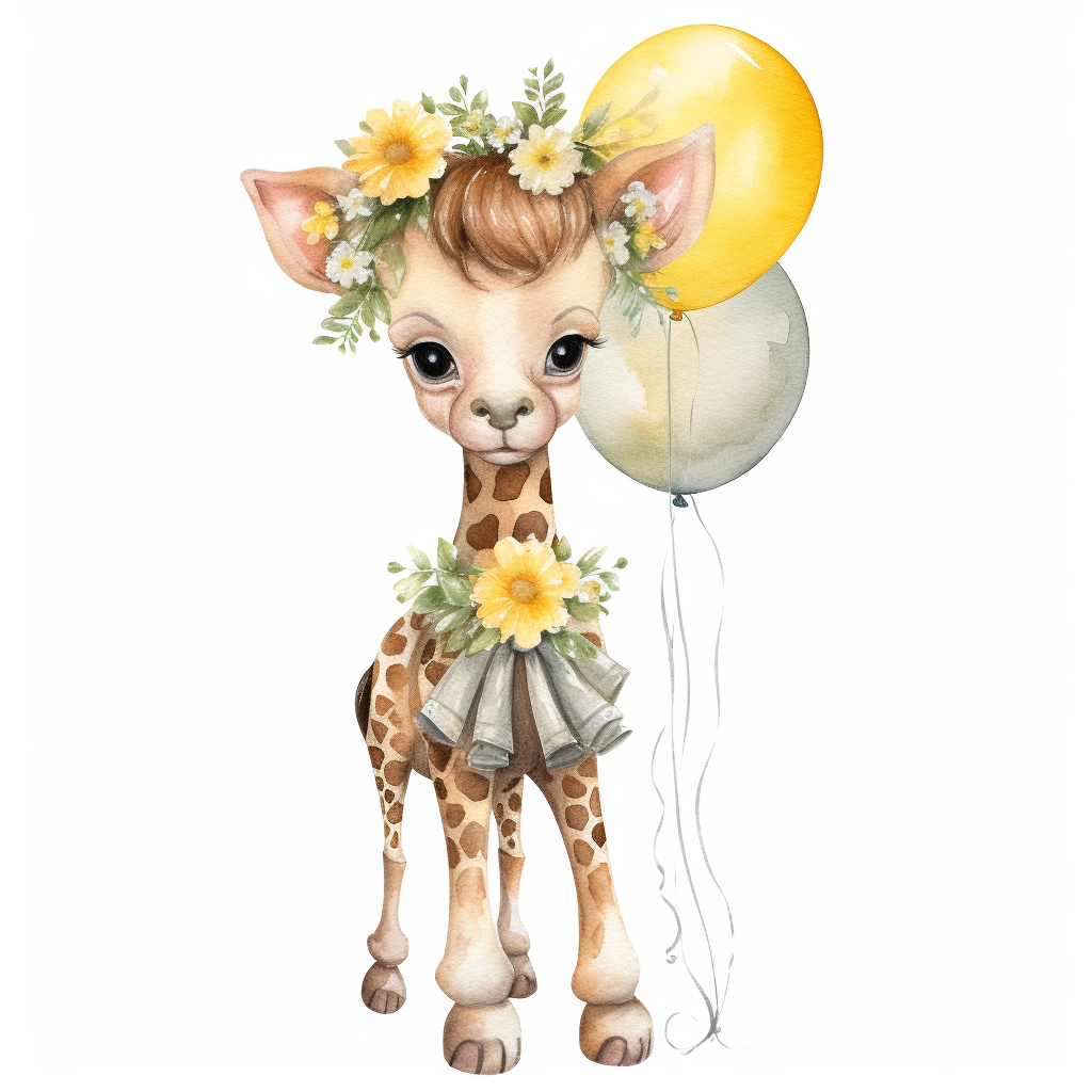 giraffe balloons cliparts