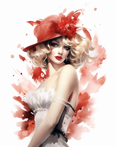 watercolour casino pin up pretty lady hd clipart white background