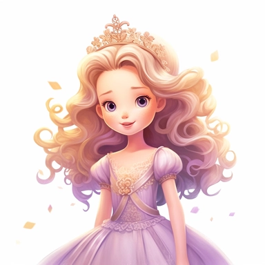 Cute Beautiful Pastel princess fantasy Clipart, Cartoon, hyper realistic, intricate detail, illustration style, high resolution, on the white background