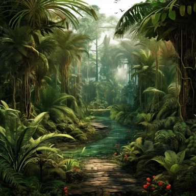 hyperdetailed clipart scene of a jungle, digital art , clipart, realistic style, 16k
