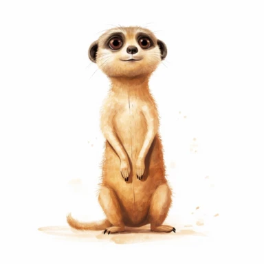 cute meerkat, standing tall and alert, earthy tones, clipart, on a white background