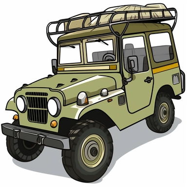 Cartoon Style Clipart illustration of Safari Jeep