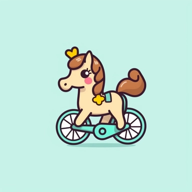 bike cartoon clip art horse, in the style of flat shading, minimalistic design, precisionist art, kawaii, realistic, dansaekhwa, eye-catching