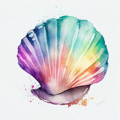 watercolor Colorful Atlantic moonshell seashell , cute clipart