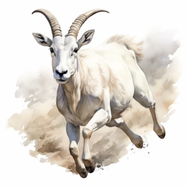 Addax running, watercolor, sharp illustration clipart, insane detail, white background