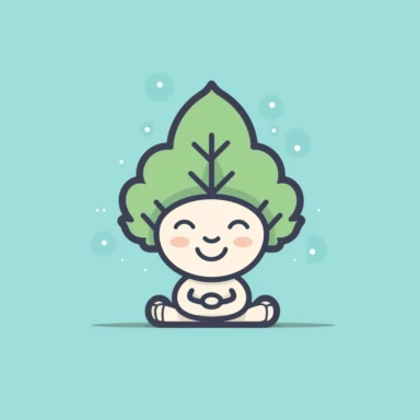 a minimalist clipart suitable for printing on yoga bibs for kids. The clipart should be simple and playful, with clean lines and a maximum of 2 colors. It should depict a tree doing a yoga pose or a fun plant cartoon character practicing yoga.